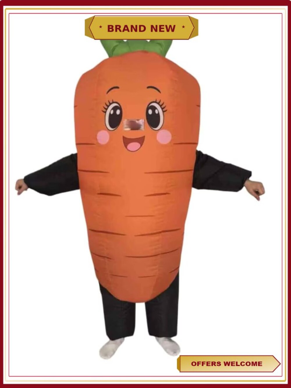 Adult Inflatable Carrot Costume Blow Up Vegetable Suit Unisex Halloween Cosplay
